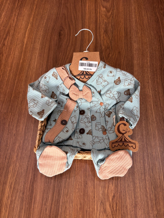 Ensemble naissance bébé 0–3 mois – 100% coton