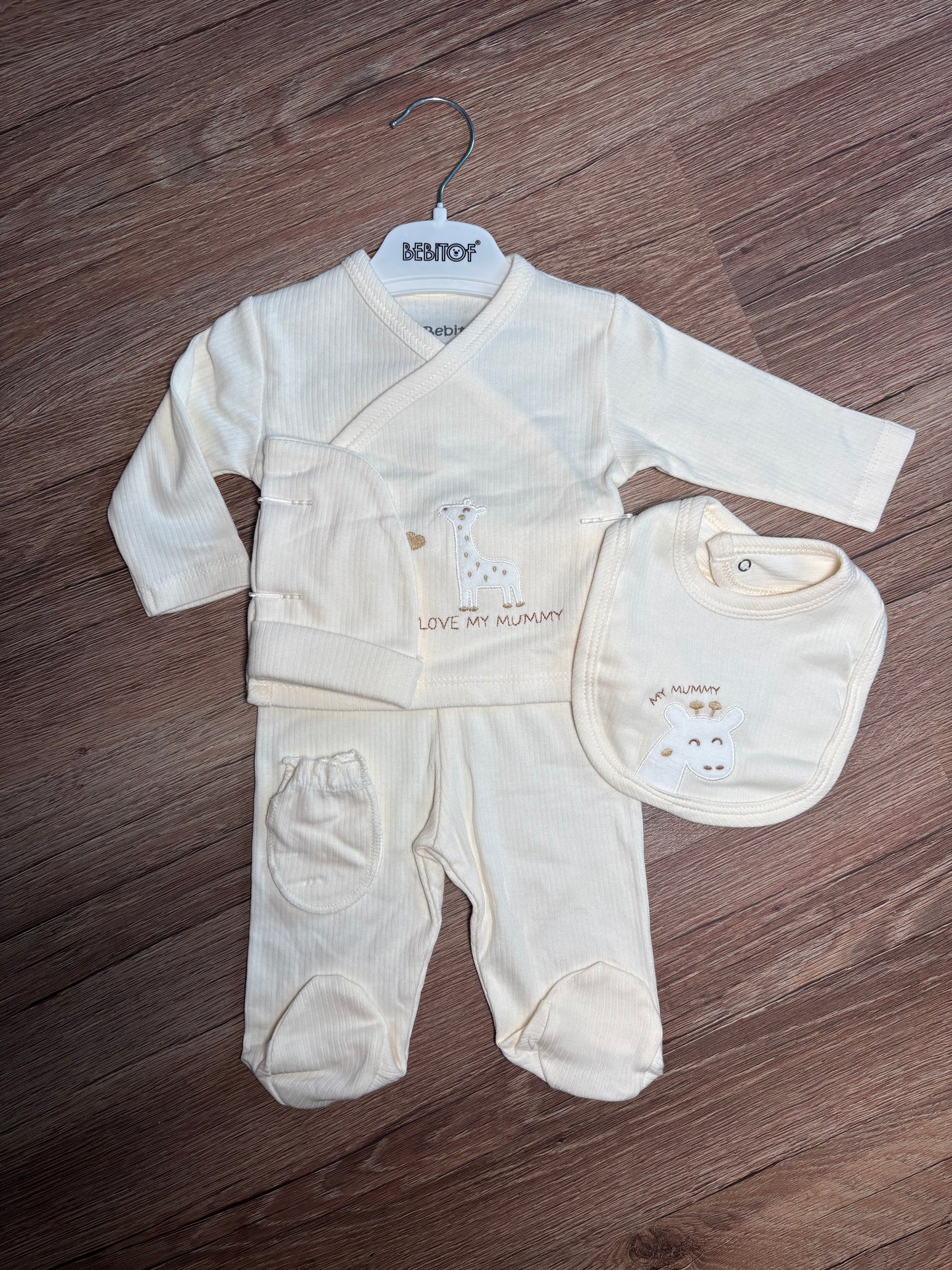 Ensemble naissance blanc & beige 🦒