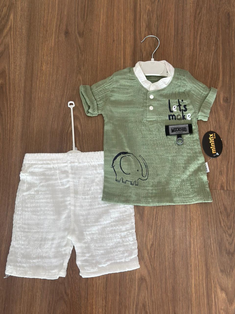 Ensemble Garçon Été 3 Pièces – Chemise, T-shirt et Short