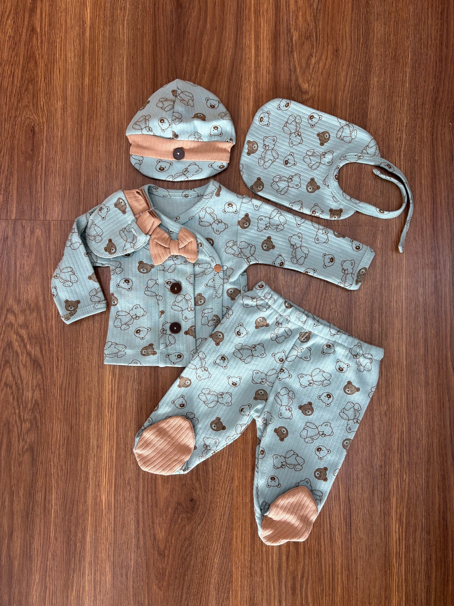 Ensemble naissance bébé 0–3 mois – 100% coton