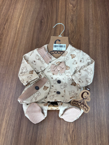 Ensemble naissance bébé 0–3 mois – 100% coton