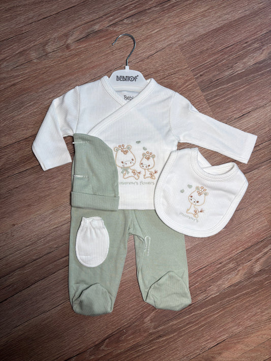Ensemble naissance blanc & vert 🌿