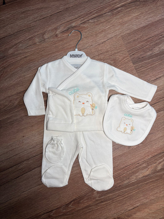 Ensemble naissance blanc – Douceur bébé 🤍