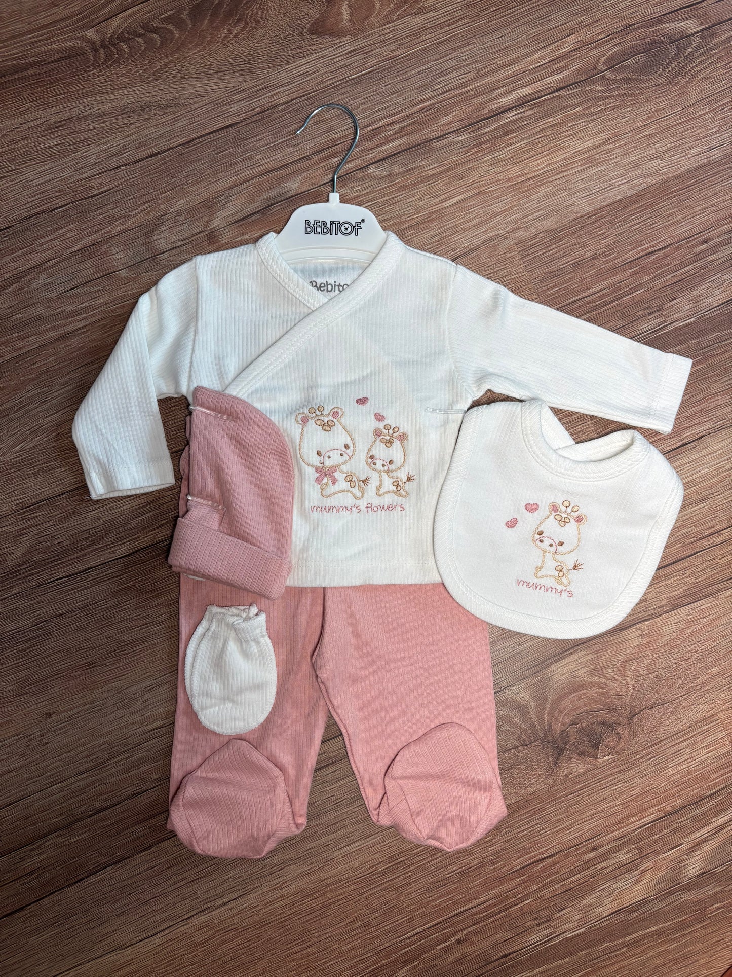 Ensemble naissance blanc & rose 🌸