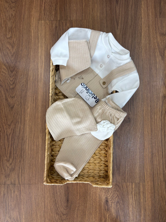 Ensemble Bébé 100% Coton – Beige Naturel