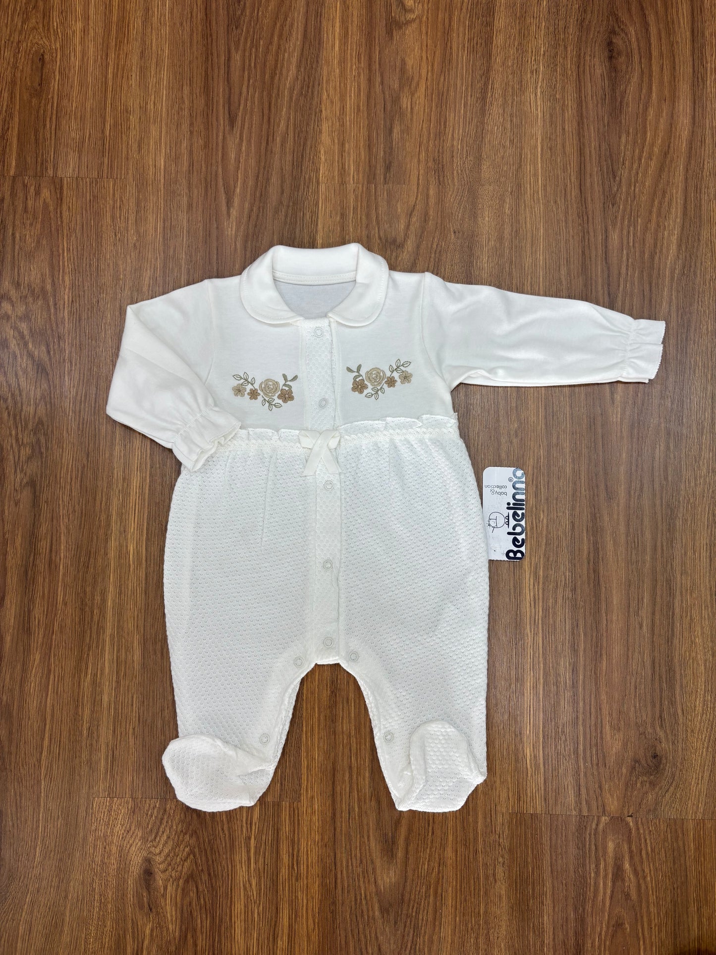 Grenouillère Bébé Fille Beige – 100% Coton Doux & Confortable