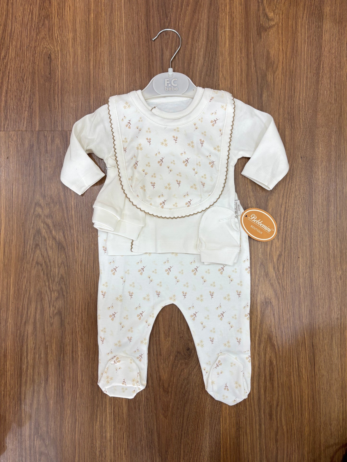 Ensemble Naissance Bébé en Coton Doux – Blanc Naturel & Vert Pastel