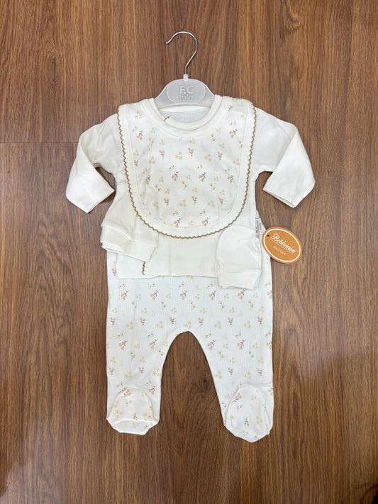 Ensemble Naissance Bébé en Coton Doux – Blanc Naturel & Vert Pastel