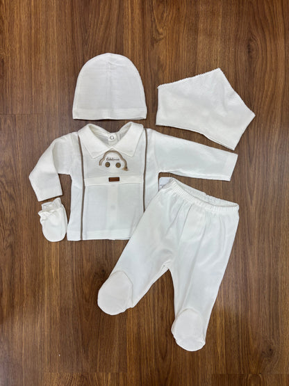 Ensemble Bébé Bebelinna 5 Pièces 100% Coton – Blanc Cassé