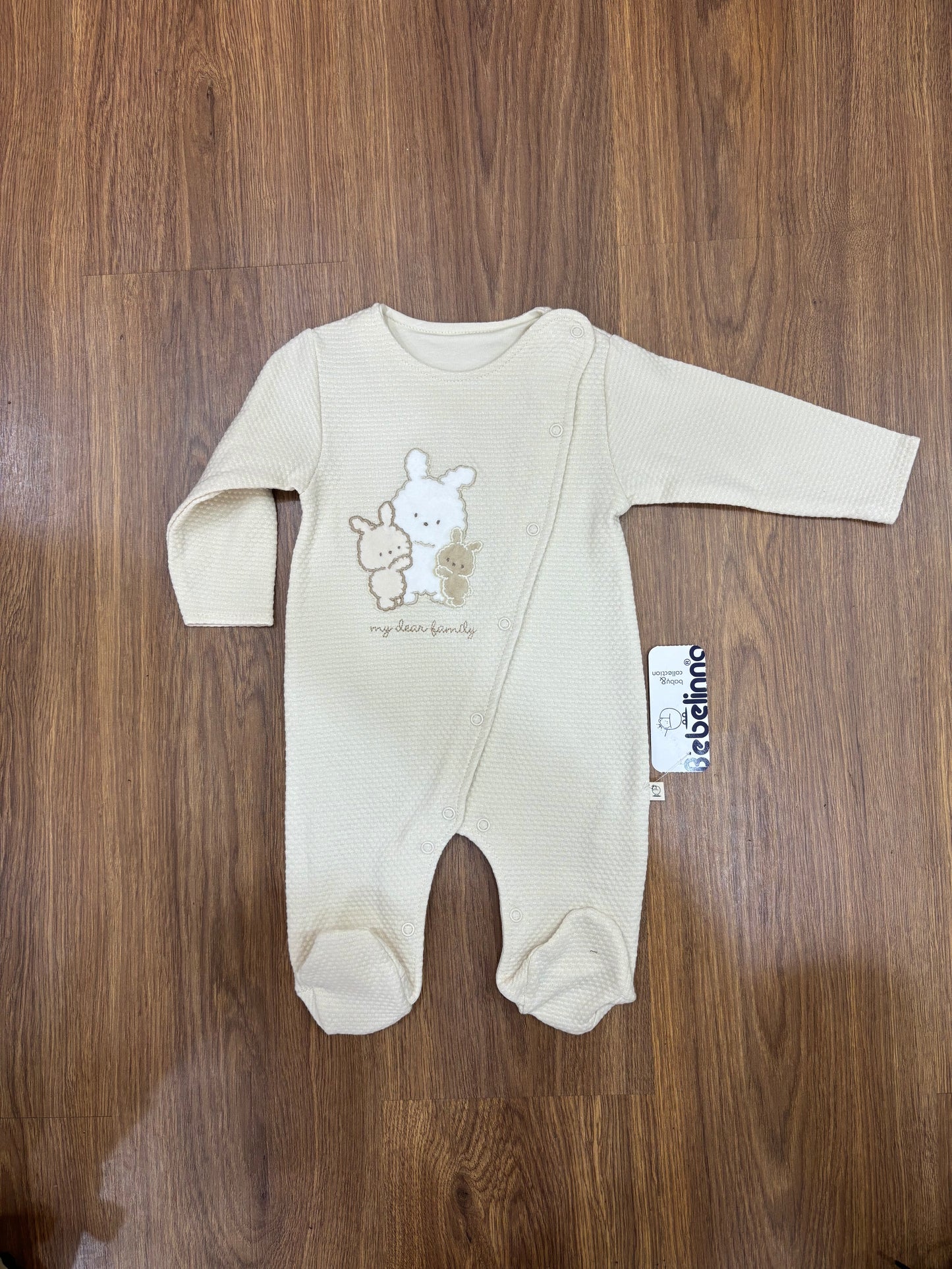 Grenouillère Bébé Bebelinna 100% Coton – Blanc & Marron Clair