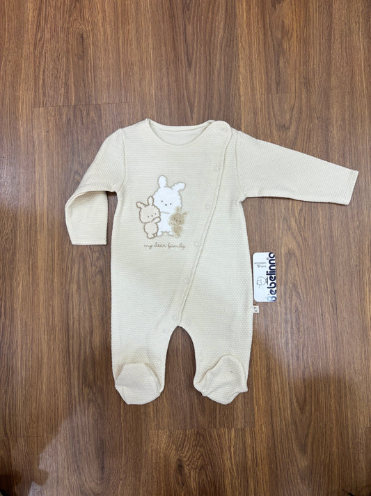 Grenouillère Bébé Bebelinna 100% Coton – Blanc & Marron Clair