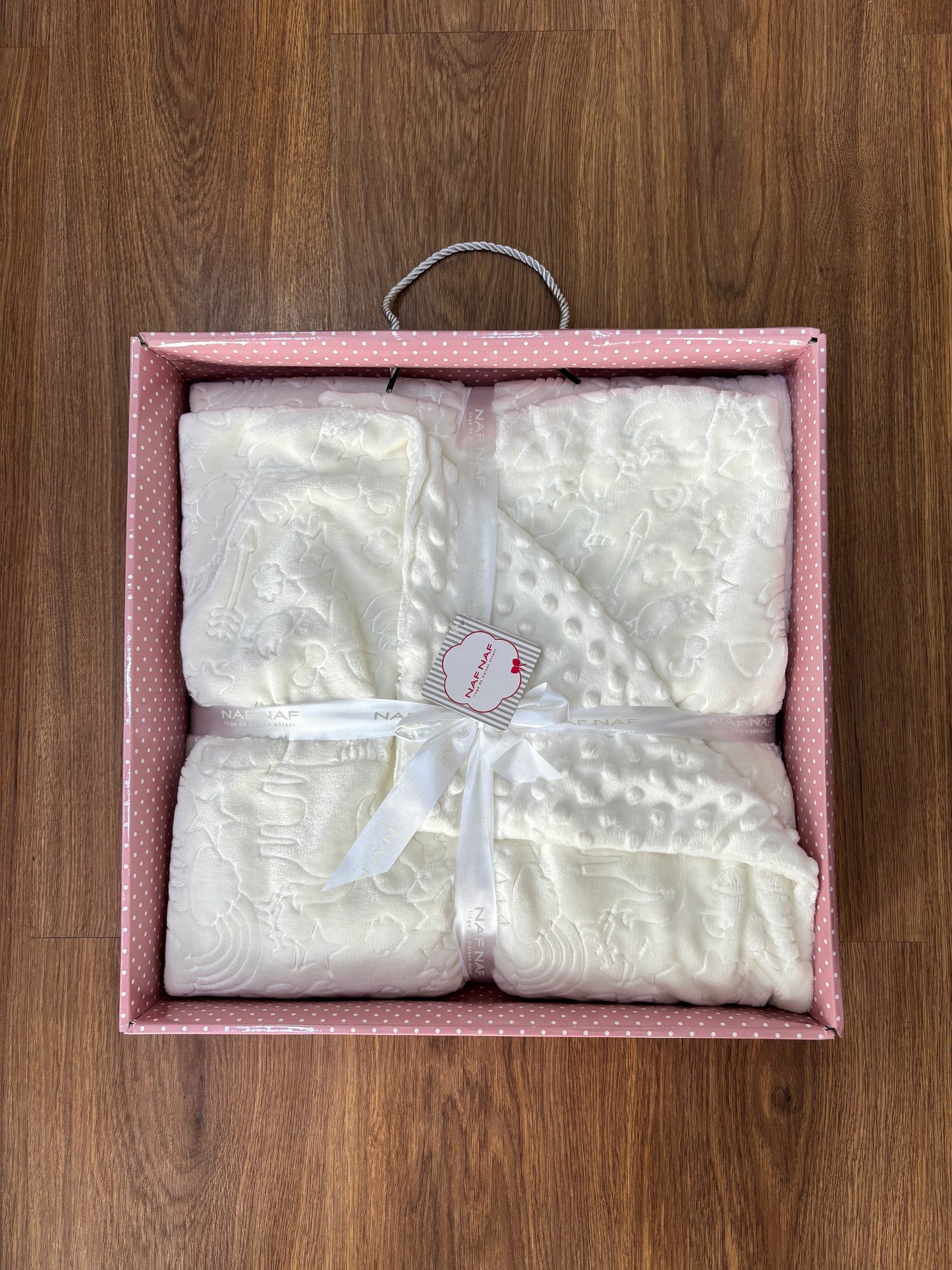 🛏️ Couverture bébé Blanc Cassé Double Face 140×110 cm – Naf Naf