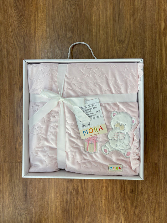 🛏️ Couverture bébé Rose Clair – MORA 110×140 cm