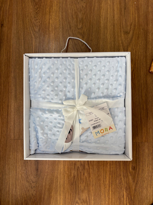 🛏️ Couverture bébé Bleu Ciel à Motifs Bulles – MORA 110×140 cm